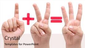  Presentation with one child back ground - PPT theme consisting of child hands showing one plus background and a coral colored foreground