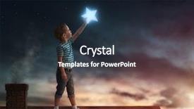  Presentation with fairy tale - PPT theme with child hanging the star background and a tawny brown colored foreground
