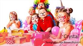  Presentation with children birthday - Colorful presentation theme enhanced with child happy birthday party backdrop and a  colored foreground