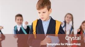  Presentation with bullying - Presentation theme enhanced with child harrasment - children bullying their classmate background and a red colored foreground