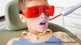  Presentation with laser therapy - Colorful theme enhanced with child-having-laser-therapy backdrop and a coral colored foreground