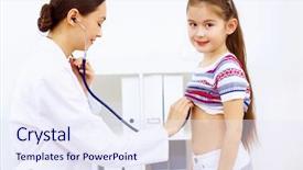  Presentation with hospital - Amazing PPT layouts having child health nursing - little girl and young doctor backdrop and a sky blue colored foreground