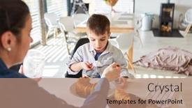  Presentation with powdered - Presentation design enhanced with child-helping-mother-to-bake background and a  colored foreground