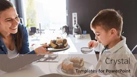  Presentation with mother child - Presentation with child-helps-mother-bake-cake background and a  colored foreground