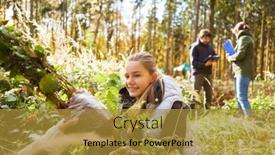  Presentation with child protection - Theme featuring child-helps-with-a-reforestation background and a gold colored foreground