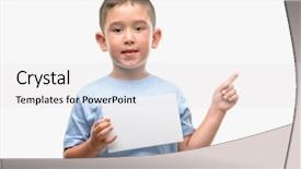  Presentation with dark - Presentation design with child holding a blank card background and a  colored foreground