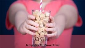  Presentation with sugar cubes - Presentation theme consisting of child-holding-a-glass-full background and a coral colored foreground