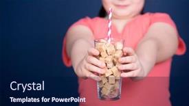  Presentation with sugar cubes - Slide set consisting of child-holding-a-glass-full background and a navy blue colored foreground