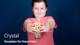  Presentation with sugar cubes - Presentation having child-holding-a-glass-full background and a navy blue colored foreground