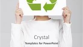  Presentation with recycle - Beautiful PPT theme featuring child holding a paper with the recycle symbol on it isolated over a white background backdrop and a white colored foreground