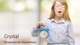  Presentation with clock face - Slide deck consisting of child holding alarm clock scare background and a lemonade colored foreground