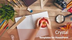  Presentation with crayons - Theme consisting of child holding an apple background and a coral colored foreground