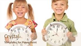  Presentation with clock - Cool new presentation theme with big clock isolated on white backdrop and a lemonade colored foreground