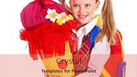  Presentation with gift - Cool new theme with child-holding-gift-school-cone backdrop and a red colored foreground