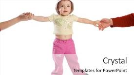  Presentation with parent child covid 19 - Audience pleasing presentation theme consisting of child holding parents' hands isolated backdrop and a white colored foreground