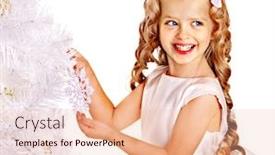  Presentation with decorate - Amazing slide deck having child-holding-snowflake-to-decorate backdrop and a lemonade colored foreground