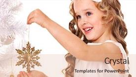 Presentation with decorate - Audience pleasing slide deck consisting of child holding snowflake to decorate christmas tree isolated backdrop and a coral colored foreground
