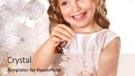  Presentation with decorate - Amazing slide set having child-holding-snowflake-to-decorate backdrop and a lemonade colored foreground