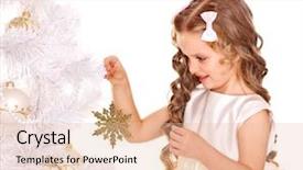  Presentation with decorate - Presentation theme featuring child-holding-snowflake-to-decorate background and a lemonade colored foreground