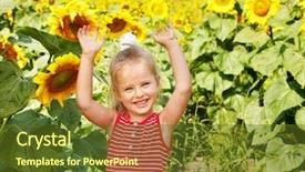  Presentation with sunflower - Slide deck enhanced with child holding sunflower outdoor background and a tawny brown colored foreground