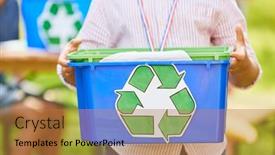  Presentation with child protection - Cool new PPT layouts with child-holds-box-with-recycling backdrop and a coral colored foreground