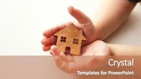  Presentation with white house - Beautiful theme featuring child holds wooden flat house backdrop and a coral colored foreground