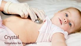  Presentation with sick child - Slide set with child hospital sick - pediatrician examining little girl background and a lemonade colored foreground