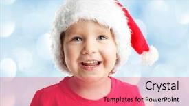  Presentation with hat - PPT theme having child in a christmas hat background and a red colored foreground