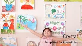  Presentation with preschool - Audience pleasing slides consisting of child in art class backdrop and a coral colored foreground