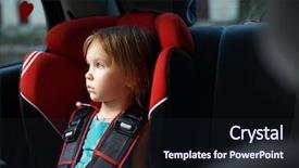  Presentation with car seat - Colorful PPT theme enhanced with child in auto baby seat backdrop and a wine colored foreground