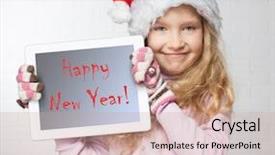  Presentation with christmas kids - Colorful slide set enhanced with child in christmas hat backdrop and a coral colored foreground