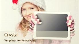  Presentation with christmas kids - Presentation theme with child in christmas hat background and a lemonade colored foreground