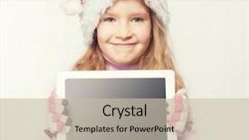  Presentation with christmas kids - Slide deck having child in christmas hat background and a soft green colored foreground