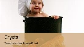  Presentation with cooking - Slide deck with child-in-cooking-pot background and a yellow colored foreground