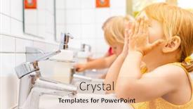  Presentation with kindergarten - Slide deck having child-in-kindergarten-washing background and a lemonade colored foreground