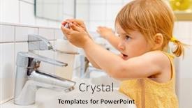  Presentation with kindergarten - PPT theme consisting of child-in-kindergarten-washing background and a lemonade colored foreground