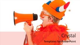  Presentation with dutch - Beautiful PPT theme featuring child in orange with megaphone backdrop and a red colored foreground