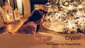  Presentation with child tree - Audience pleasing presentation theme consisting of child in pajama reading book backdrop and a red colored foreground