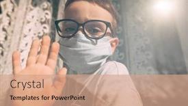  Presentation with air pollution - PPT layouts featuring child-in-quarantine background and a coral colored foreground