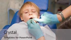  Presentation with dental child - Slide set having child in the dental office background and a light gray colored foreground