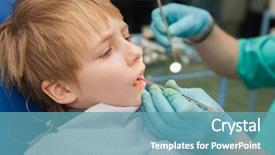  Presentation with dental child - Audience pleasing presentation theme consisting of child in the dental office backdrop and a teal colored foreground