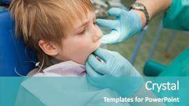  Presentation with dental child - Cool new presentation design with child in the dental office backdrop and a teal colored foreground