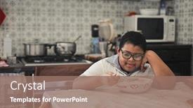  Presentation with bowl - Amazing PPT theme having child-in-the-kitchen-eats backdrop and a coral colored foreground