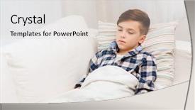  Presentation with infection - Amazing presentation having child infection - ill boy with flu lying backdrop and a  colored foreground