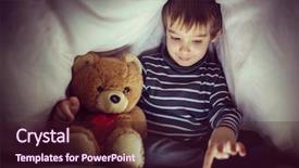  Presentation with teddy bear - Audience pleasing slide deck consisting of child ipad - cute little kid with his backdrop and a wine colored foreground