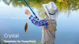  Presentation with fisherman - Presentation featuring child-is-fishing-boy background and a teal colored foreground