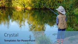  Presentation with fisherman - PPT theme enhanced with child-is-fishing-boy background and a light blue colored foreground