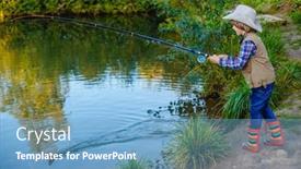  Presentation with fisherman - Slide deck having child-is-fishing-boy background and a light blue colored foreground