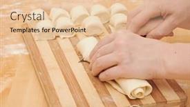  Presentation with mom - Audience pleasing presentation design consisting of child is helping mom cut the dough for baking backdrop and a lemonade colored foreground