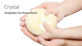  Presentation with mom - PPT layouts consisting of child is helping mom to knead the dough for baking background and a sky blue colored foreground